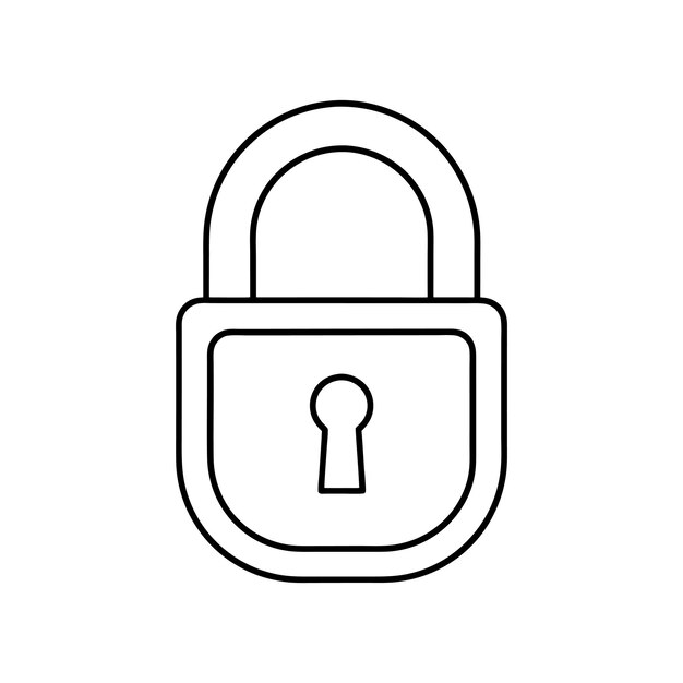Ilustración de la silueta del diseño de Lock Line Art victor
