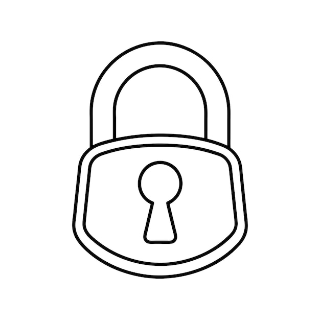 Ilustración de la silueta del diseño de Lock Line Art victor