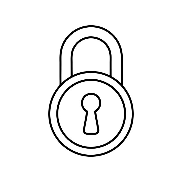Ilustración de la silueta del diseño de Lock Line Art victor