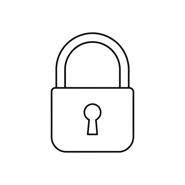 Ilustración de la silueta del diseño de Lock Line Art victor