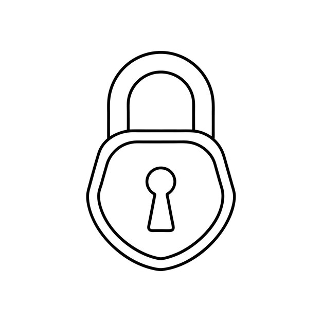 Ilustración de la silueta del diseño de Lock Line Art victor