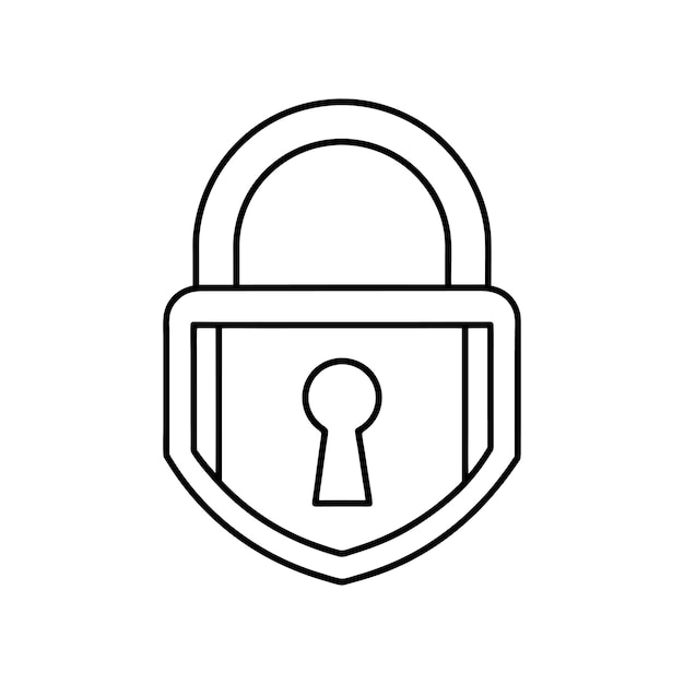 Ilustración de la silueta del diseño de Lock Line Art victor