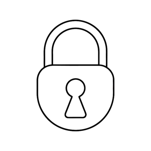 Ilustración de la silueta del diseño de Lock Line Art victor