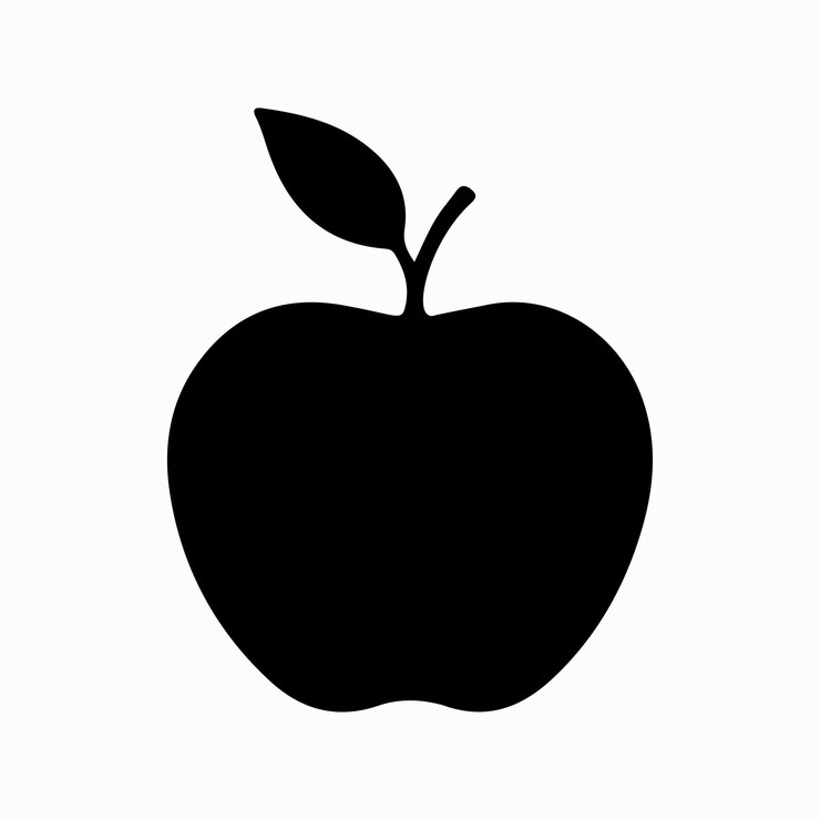 Ilustración de silueta de dos manzanas con hojas
