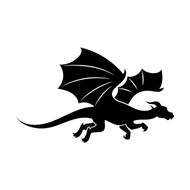 Ilustración de silueta de dragón de diseño plano