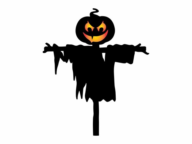 Ilustración de la silueta del espantapájaros de Halloween