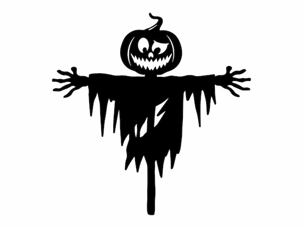 Ilustración de la silueta espeluznante del espantapájaros de Halloween
