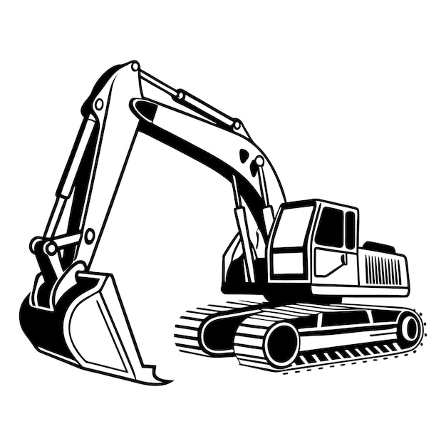 Ilustración de la silueta de la excavadora y las máquinas de construcción