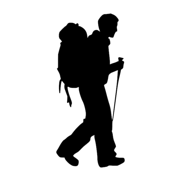 Ilustración de la silueta del excursionista Icono de la siluetta del excursionista