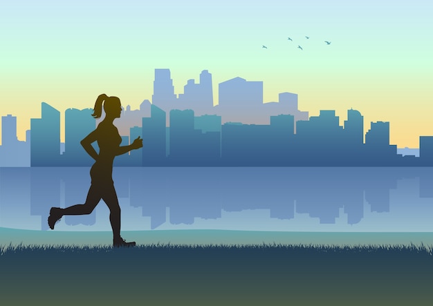 Vector ilustración de la silueta de una figura femenina para correr