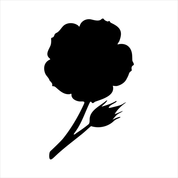 Ilustración de silueta de flor de planta de fresa dibujada a mano dibujo de contorno botánico icono floral monocromático elemento de diseño para patrón de fondo logotipo de icono de embalaje