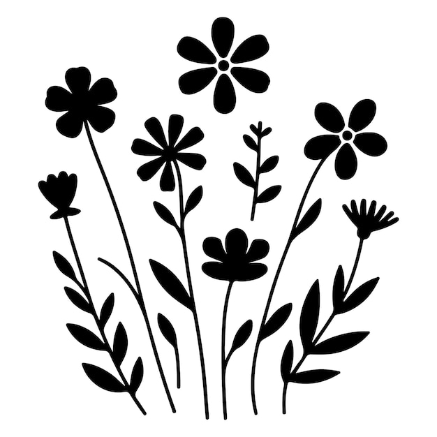Ilustración de silueta floral negra