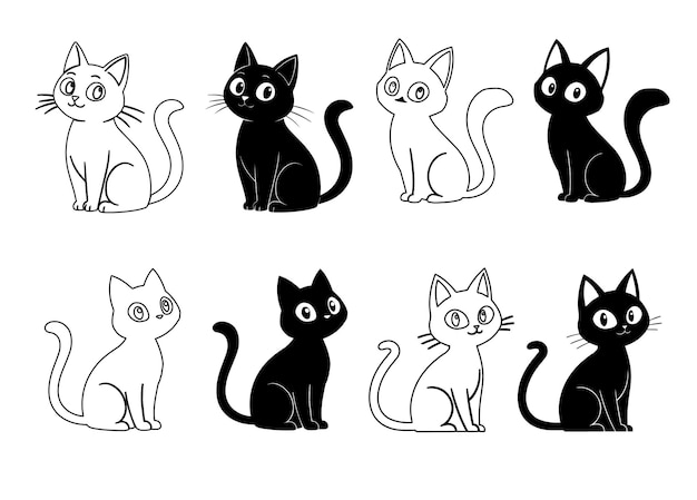 Ilustración de la silueta del gato Diseño del icono de la silhueta del gato