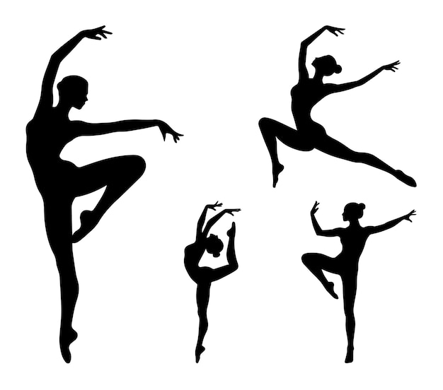 Ilustración de silueta de gimnasta de diseño plano vectorial