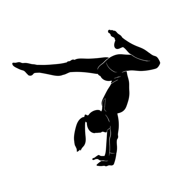 Ilustración de silueta de gimnasta de diseño plano