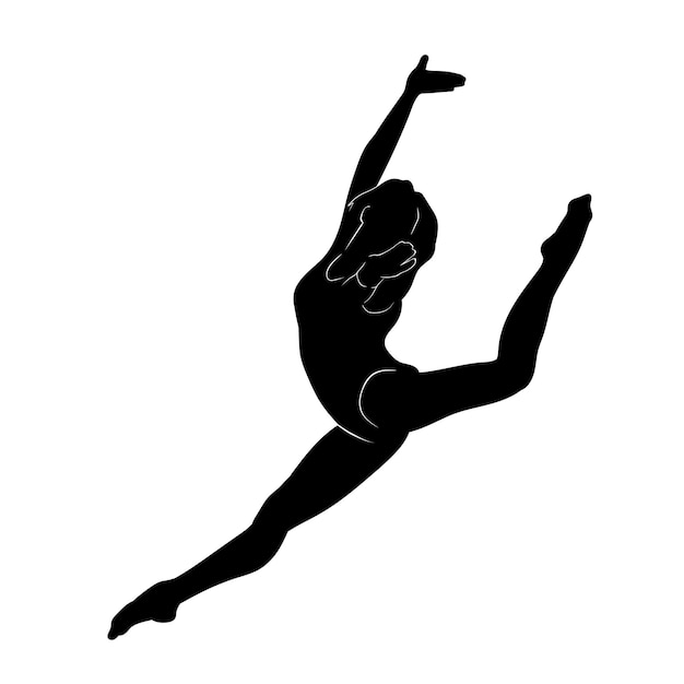 Ilustración de silueta de gimnasta de diseño plano