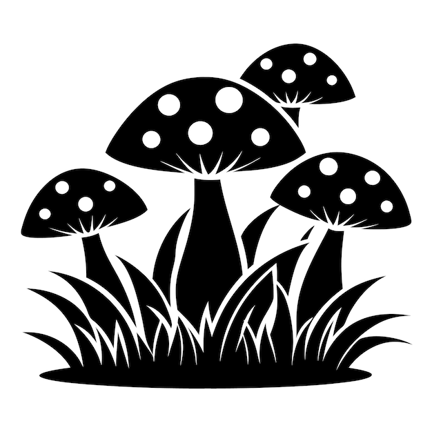 Ilustración de la silueta de un grupo de setas decorativas