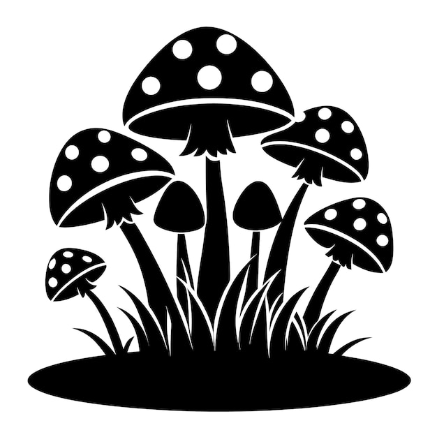 Ilustración de la silueta de un grupo de setas decorativas