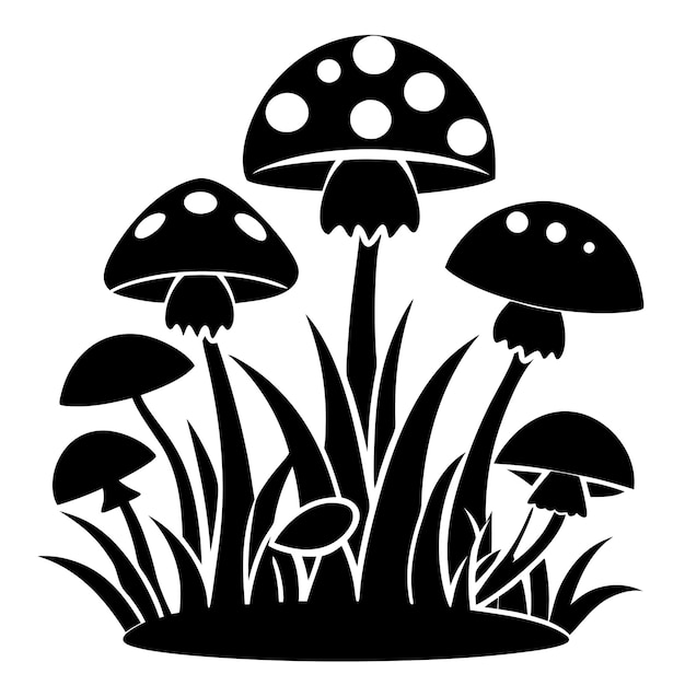 Ilustración de la silueta de un grupo de setas decorativas