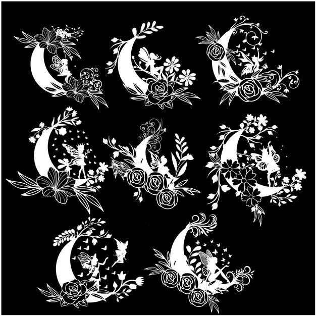 Ilustración de silueta de hada de diseño plano vectorial vectorial