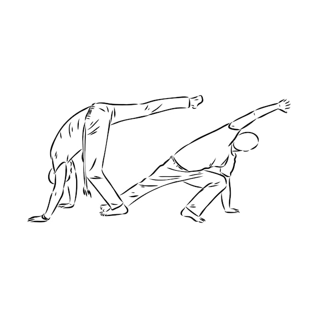Ilustración de silueta de icono de capoeira Danza y deporte Bosquejo de garabato brasileño Capoeira negra