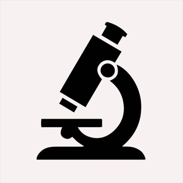 Ilustración de la silueta del icono del microscopio con fondo blanco