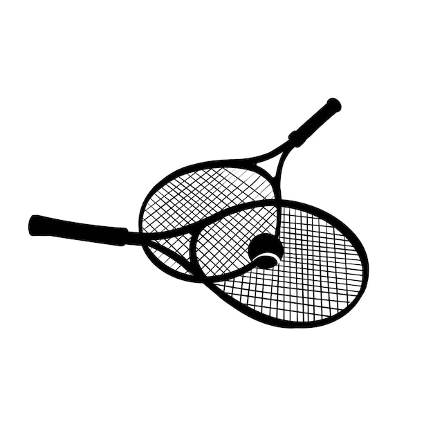 Ilustración de silueta de jugador de tenis aislado sobre fondo blanco.