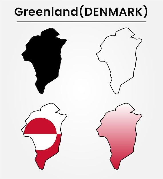 Ilustración de la silueta del mapa de Groenlandia en el arte vectorial de Dinamarca