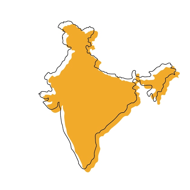 Una ilustración de la silueta del mapa de la india logotipo amarillo aislado en blanco