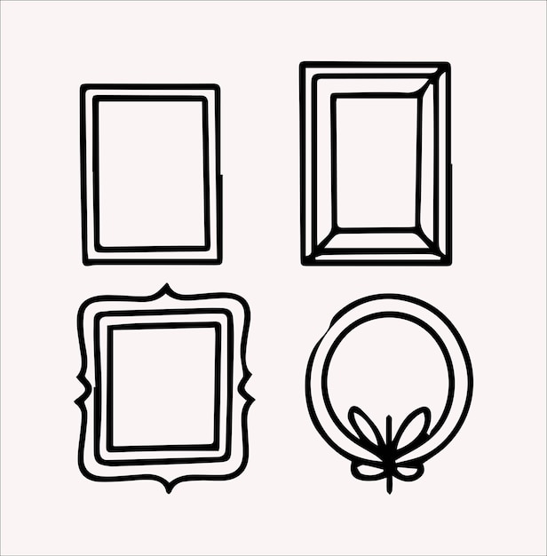 Ilustración de silueta de marco vectorial en un fondo blanco