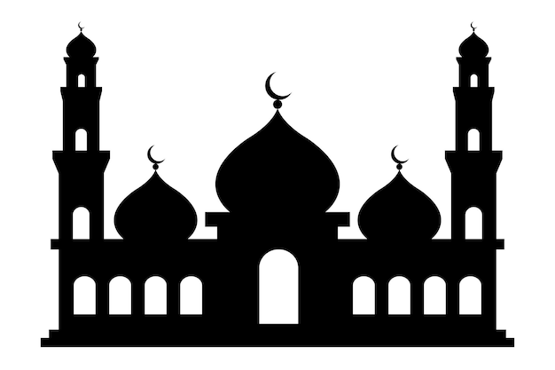 ilustración de silueta de mezquita vectorial