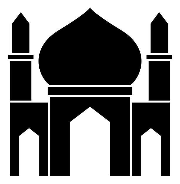 Ilustración de silueta de mezquita vintage plana clipart vectorial para el Ramadán Eid al Fitr Eid Mubarak arte