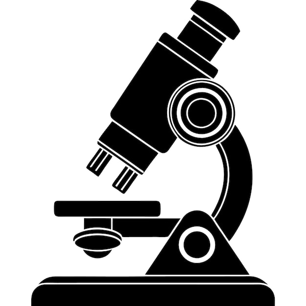 Ilustración de la silueta del microscopio en la ciencia vectorial