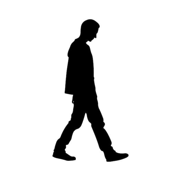 Una ilustración de silueta de un niño caminando solo