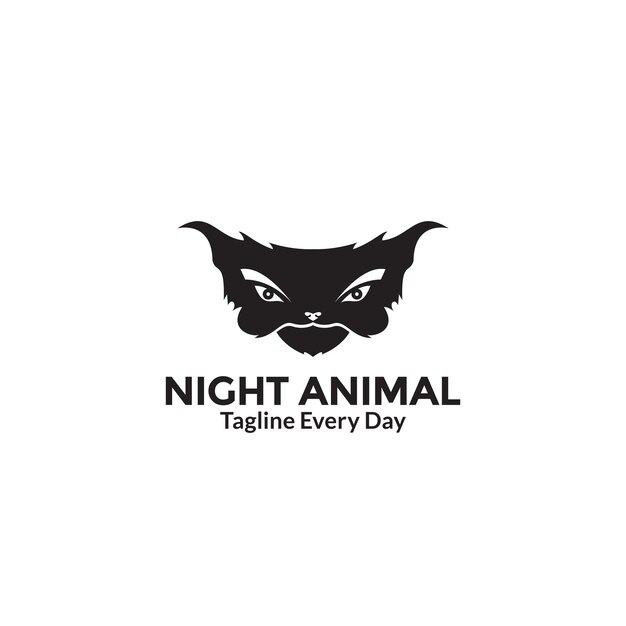 Vector ilustración silueta noche animal cabeza logo diseño vector