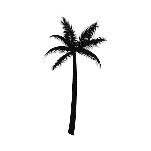 Ilustración de la silueta de una palmera en blanco
