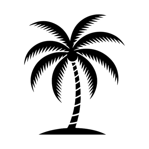 Ilustración de la silueta de una palmera en una pequeña isla