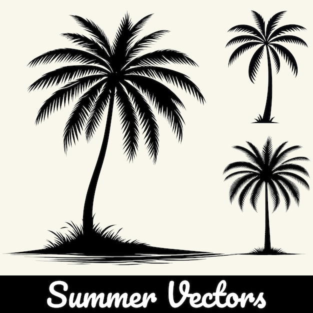 Ilustración de la silueta de una palmera de verano en forma vectorial