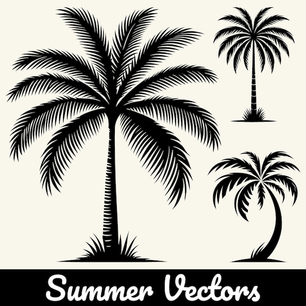 Ilustración de la silueta de una palmera de verano en forma vectorial