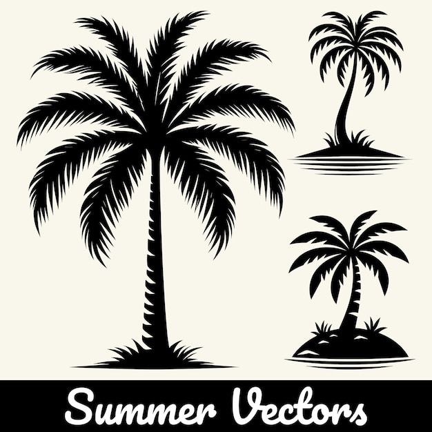Ilustración de la silueta de una palmera de verano en forma vectorial