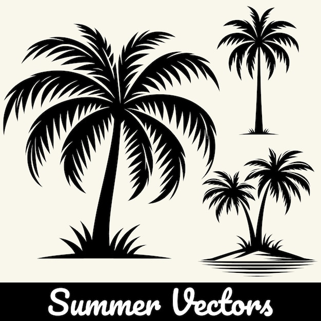 Ilustración de la silueta de una palmera de verano en forma vectorial