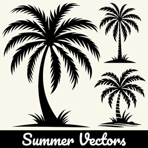 Ilustración de la silueta de una palmera de verano en forma vectorial