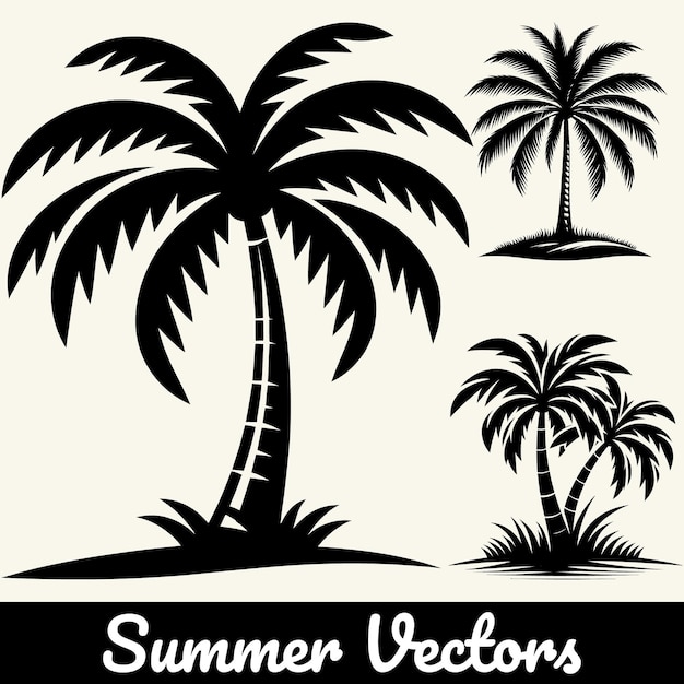 Ilustración de la silueta de una palmera de verano en forma vectorial