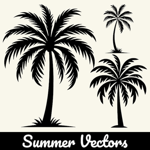 Ilustración de la silueta de una palmera de verano en forma vectorial