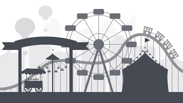 Ilustración de la silueta del parque de atracciones