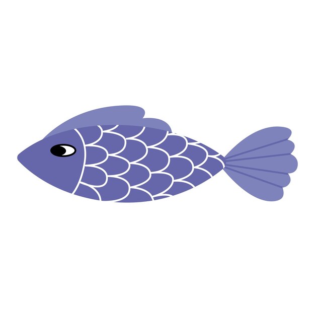 Ilustración de silueta de peces de acuario vectorial Icono de peces planos de dibujos animados coloridos para su diseño