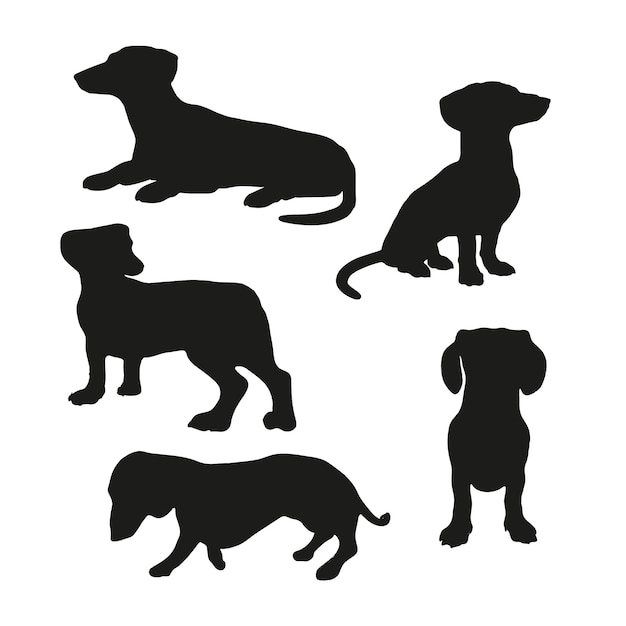 Vector ilustración de silueta de perro salchicha de diseño plano