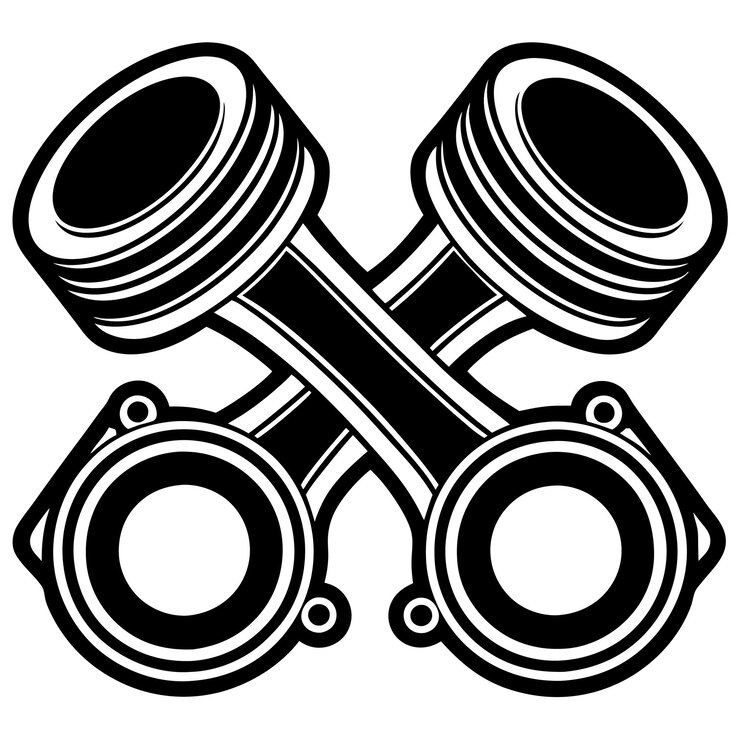 Vector ilustración de la silueta del pistón con fondo blanco aislado