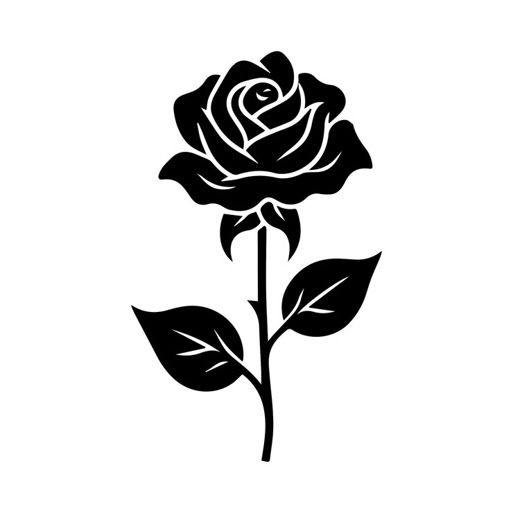 Ilustración de silueta de rosa de primera calidad