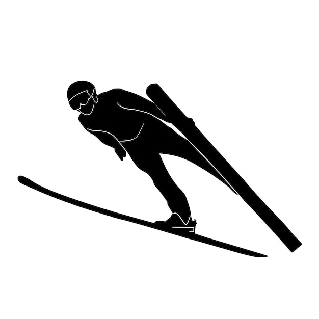 Ilustración de silueta de salto de esquí